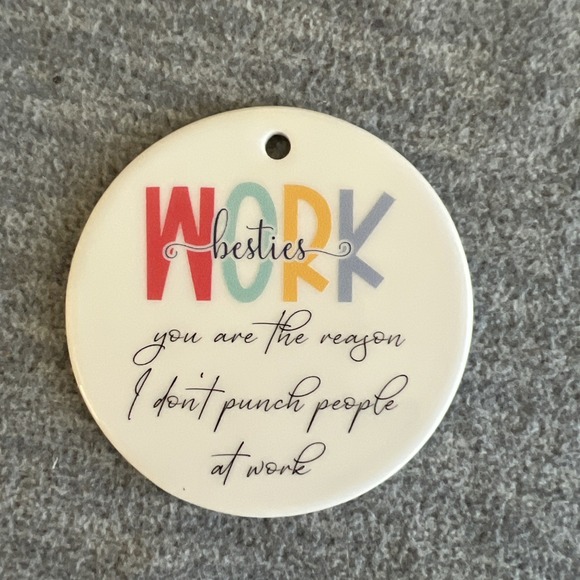 Ornament Work Besties Ceramic Christmas Gift Exchange Tree Decor Co-worker New - Picture 1 of 6
